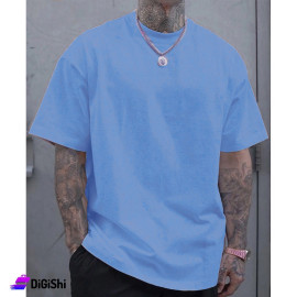 Men's Cotton Wide Design T-Shirt Light Blue