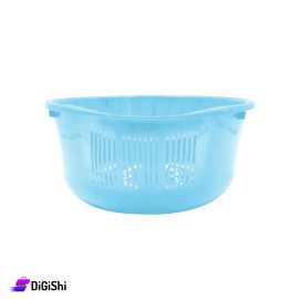 Shahd Plast Oval Plastic Rice Strainer Sky Blue