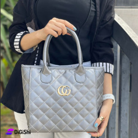 Women's Gucci Logo Leather Shoulder Bag Silver Color