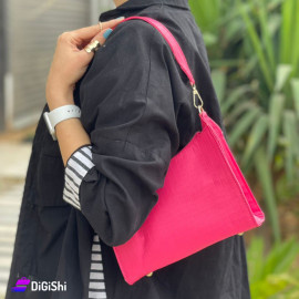 Women's Leather Short Handbag with Scales Pattern Fuchsia Color