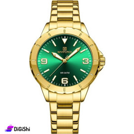 NAVIFORCE Women's Watch Model nf5022 with Luxury Box and Gift Battery Golden and Green
