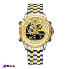 ساعة يد رجالية ماركة NAVIFORCE موديل NF9205 لون فضي وذهبي