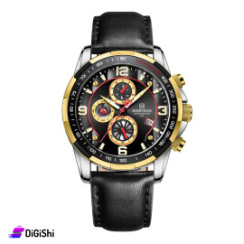 ساعة يد رجالية ماركة NAVIFORCE موديل nf8020L مع علبة فاخرة وبطارية هدية لون أسود