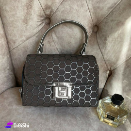 Women's Three Layer Hand and Shoulder Bag Black Color with Silver Handle