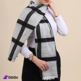 Altuka Soft Mohair Scarf With Checks Gray and Black Color
