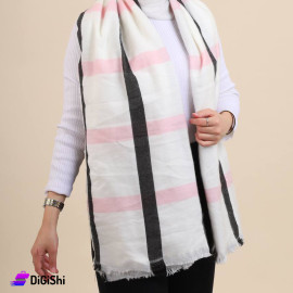 Altuka Soft Mohair Scarf With Checks Offwhite and Pink and Black Color