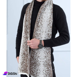 Altuka Soft Men's Wool Shawl with Offwhite and Choco Color