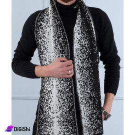 شال رجالي صوف تريكو ماركة التقى مونس لون أسود وأبيض