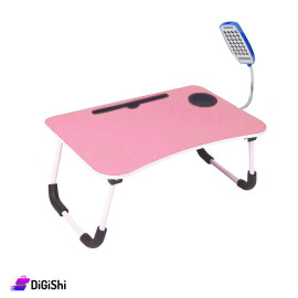 طاولة لابتوب قابلة للطي لون زهر مع لمبدير USB