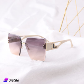 نظارات شمسية نسائية DIOR بعدسات مموجة وإطار مفرغ لون بيج