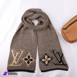 Altuka Soft Men's Wool Shawl with LOUIS VUITTON Logo Black and Honey Color