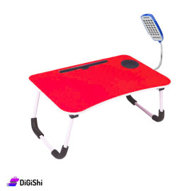 Foldable Laptop Table Red Color with USB Reading Lamp