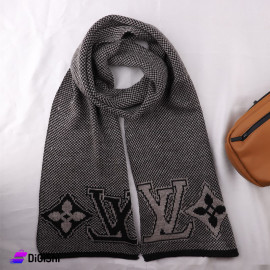 Altuka Soft Men's Wool Shawl with LOUIS VUITTON Logo Black and Choco Color