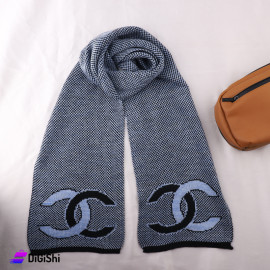 Altuka Soft Men's Wool Shawl with CHANEL Logo Black and Blue Color