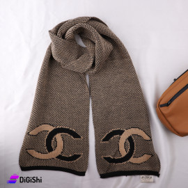 Altuka Soft Men's Wool Shawl with CHANEL Logo Black and Honey Color