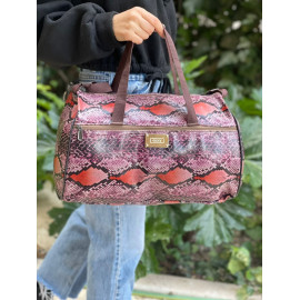 Leather Sports Bag with Snake Leather Purple Color
