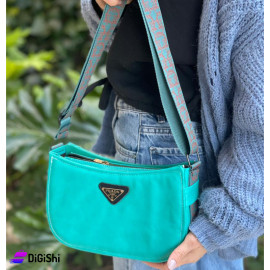 Women's Plain Shoulder Bag with PRADA logo Shoulder Strap Tiffany Color