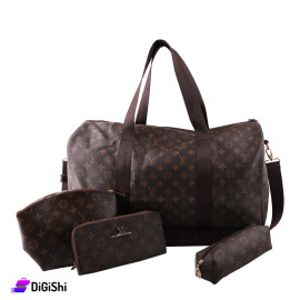 Big Travel Bag with Three Wallets LOUIS VUITTON Logo Brown Color