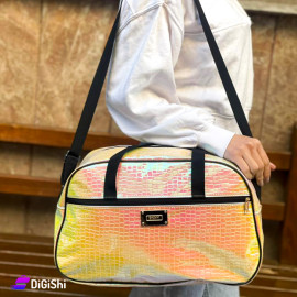 Sports Bag in Scale Print leather DKKY yellow with Pink Shine