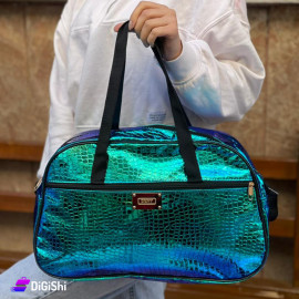 Sports Bag in Scale Print leather DKKY Indigo Color and Green Shine