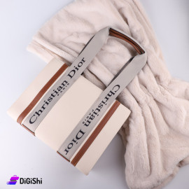 Women's Leather Shoulder Bag with CHRISTIAN DIOR Logo Beige