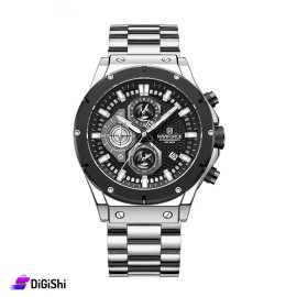 NAVIFORCE Men's Watch Model nf8026 with Luxury Box and Gift Battery Silver and Black Color