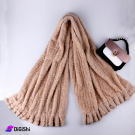 Soft Fur Scarf with Ruffle and VERSACE Frills Beige Color