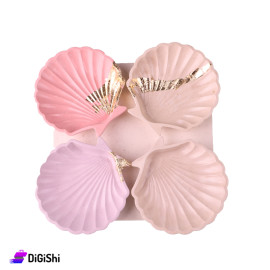 Set of 4 Oyster Shaped Gypsum Plates with Tray