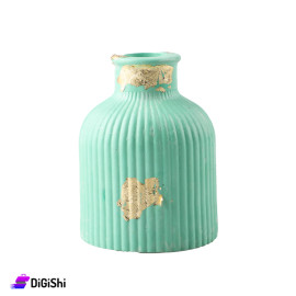 Gypsum Decorative Masterpiece Shape Jar Green with Gold Pieces