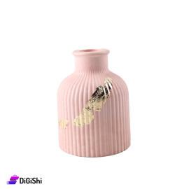 Gypsum Decorative Masterpiece Shape of Jar Light Pink with Gold Pieces
