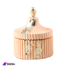 Box with Gypsum Lid Orange Colored Ball with Gold Pieces