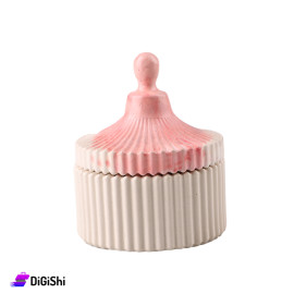 Box with Lid Gypsum OffWhite and Pink