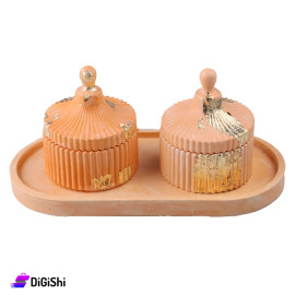 Set of Two Gypsum Boxes with Tray Orange