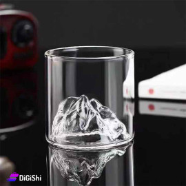 Glass Transparent Cup with Glass Mountain Figure Inside