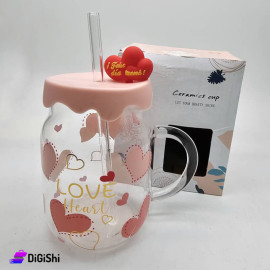 Glass Cup with Heart Shaped Shalmouna and Heart Shape Lid