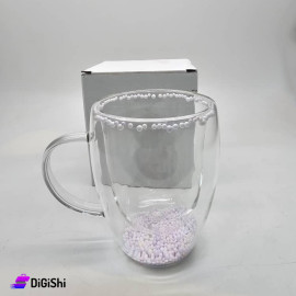 Clear Pyrex Cup with Two Layers Ball Inside