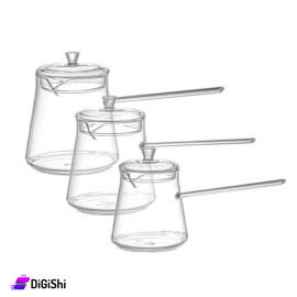 Set of 3 Coffee Pots with Lid Made of Glass