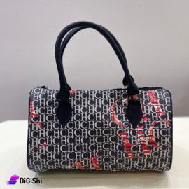 Women's Shoulder Bag Leather with CH logo Print Black and White