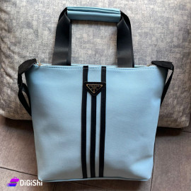 Women's Shoulder and Hand Bag Fabric with PRADA logo 3Lines Black Blue