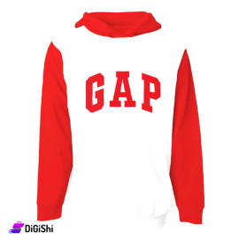 GAP Plain Cotton Hoodie White and Red