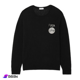 Cotton Winter Sweater with Black Print