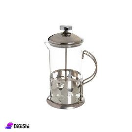 Manual Coffee and Tea Maker with French Press Filter Stainless Steel Engraved with Hearts 300ml Silver