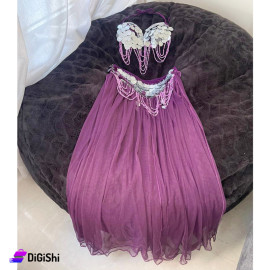 Sway Two Piece Dance Suit Embroidered with Silver Liras Purple