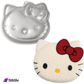 قالب كيك وشوكولا ألمينيوم شكل وجه Hello Kitty لون رمادي