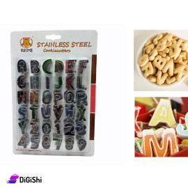 Set of Stainless Steel Biscuits and Sweets Molds Shape of English Letters and Numbers36pcs