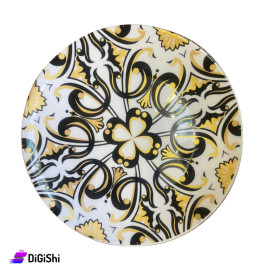 Glass Dish Decorative Patterned Size 25cm Black and Yellow