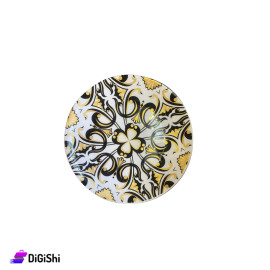 Glass Dish Decorative Patterned Size 20cm Black and Yellow