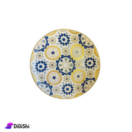 Glass Dish Decorative Patterned Size 20cm Black and Yellow