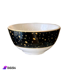 Glass Salad Bowl with Engravings White and Black