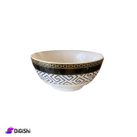 Glass Soup Bowl Black and White Decorative